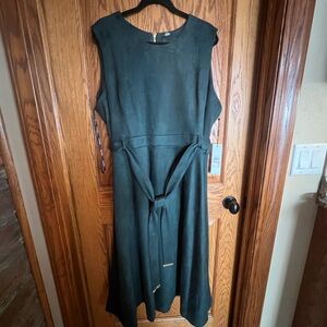 Plus Size Dress - Suede Green Sleeveles